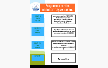SORTIES HEBDOMADAIRES octobre