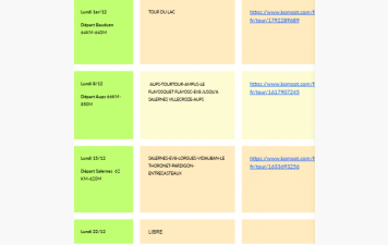 SORTIES HEBDOMADAIRES décembre-