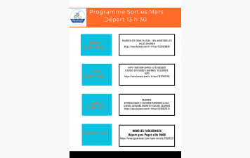 SORTIES HEBDOMADAIRES MARS
