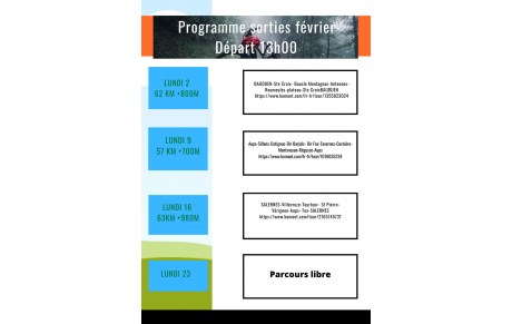 SORTIES HEBDOMADAIRES février